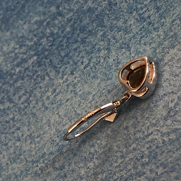 Dainty citrine heart necklace and earrings. 14k white gold. - Picture 6 of 7